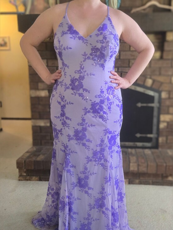 Dresses & Skirts - Lavender Sequin Floral Spaghetti-Strap Evening Dress
